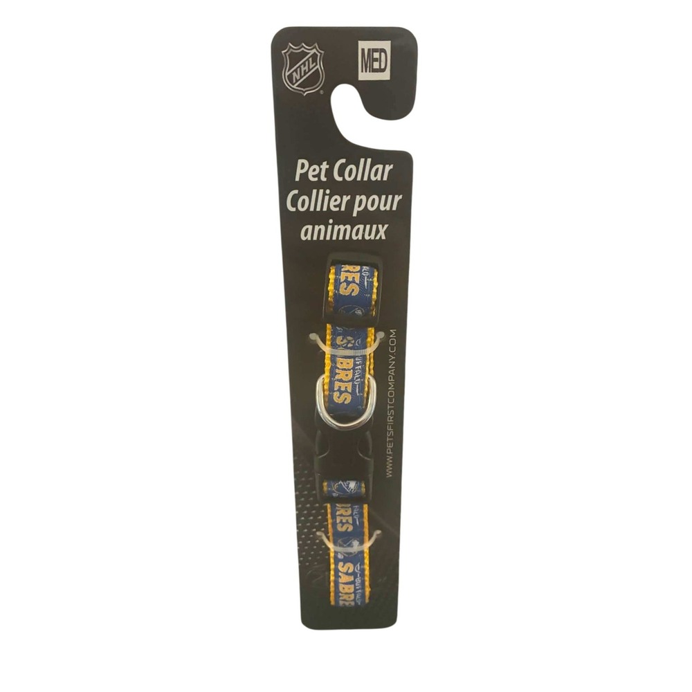 Pets First NHL Buffalo Sabres Pet Collar‎ Medium Blue Gold NWT Hockey Dog Cat